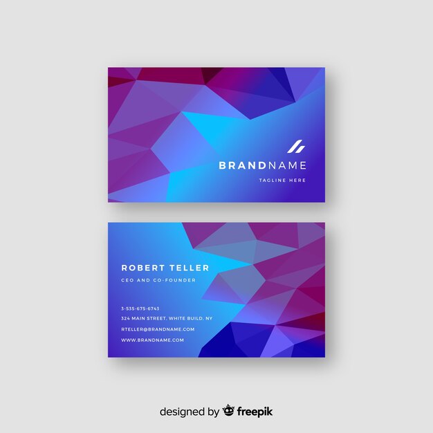 Free vector template polygonal abstract business card