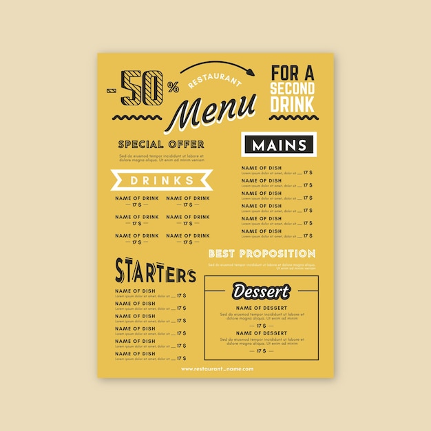 Template restaurant colorful menu