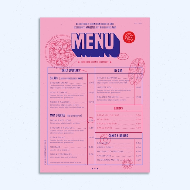 Template restaurant colorful menu