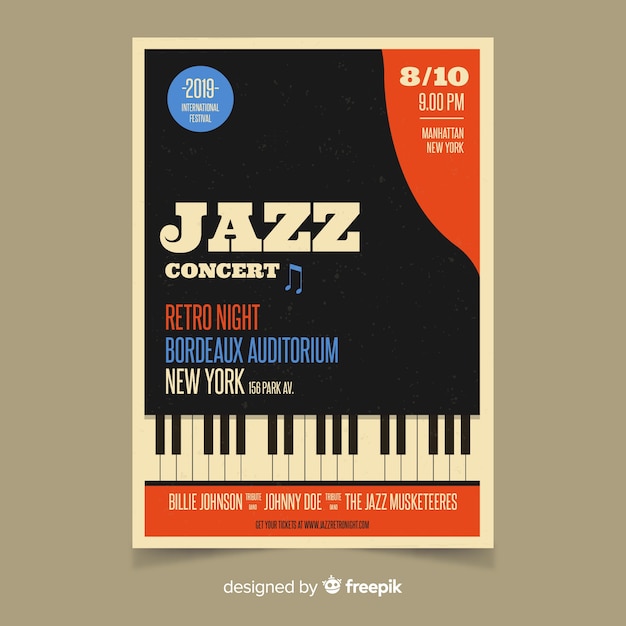 Free vector template retro music poster