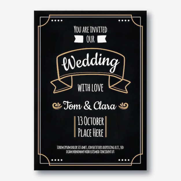 Template retro wedding invitation