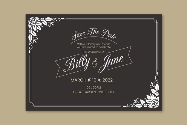 Template retro wedding invitation