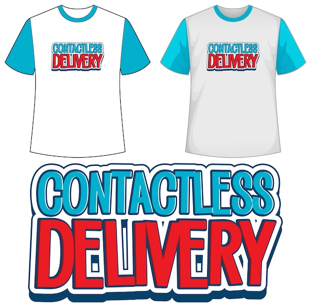 Free vector template shirt with contactless delivery icon