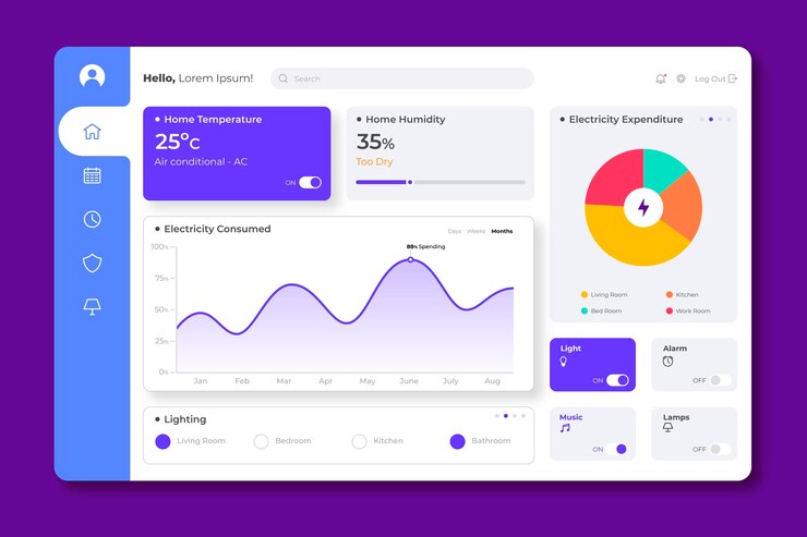 Free Vector template for smart home management app