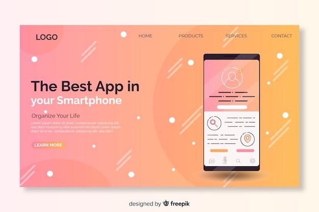 Template smartphone landing page