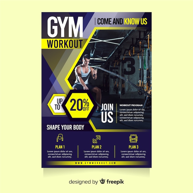 Free vector template sport flyer with image