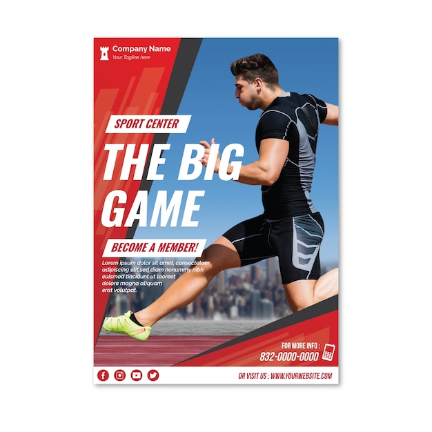 Free vector template sport flyer with image