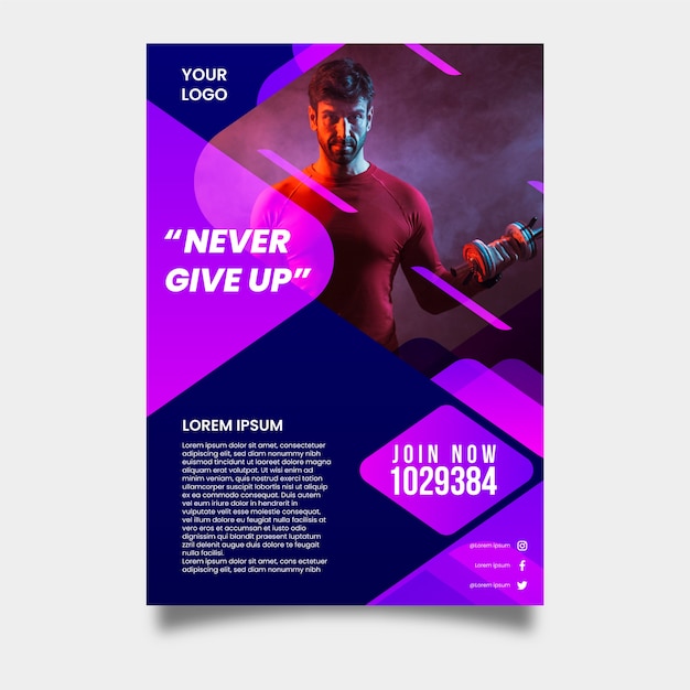 Free vector template sport flyer with image