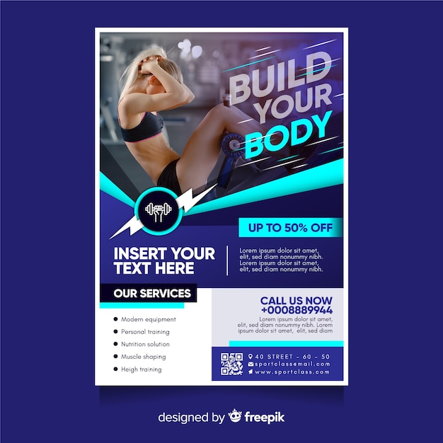 Template sport flyer with photo