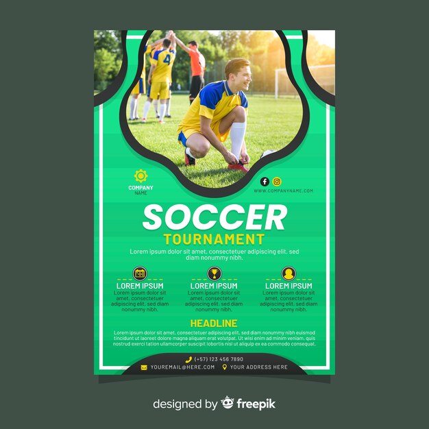 Template sport flyer with photo