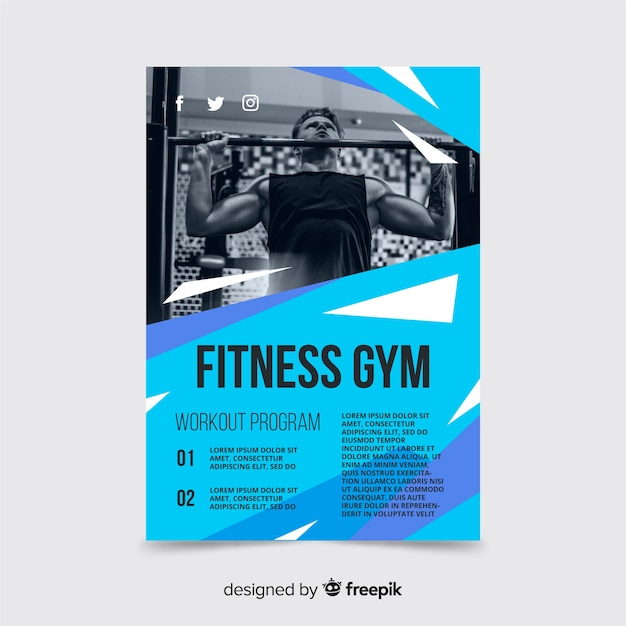 Free vector template sport flyer with photo