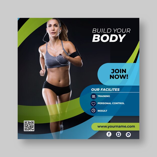 Template sport flyer with photo