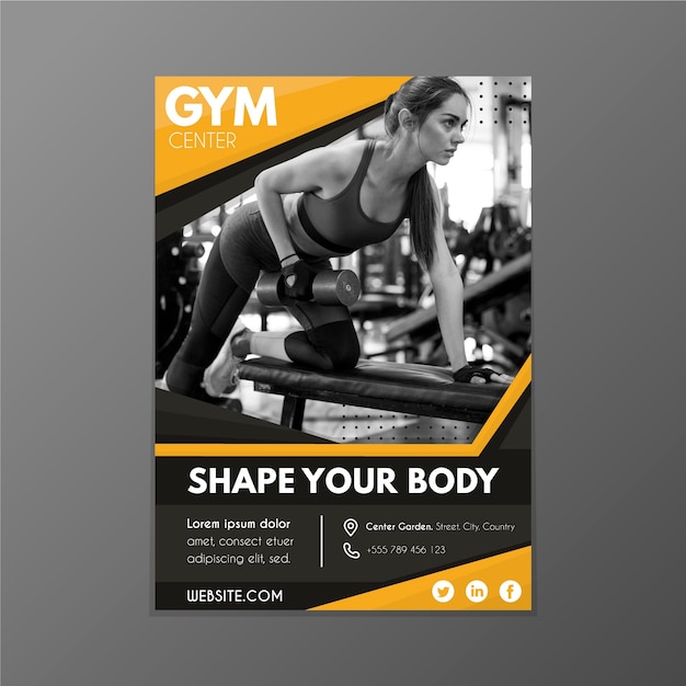 Free vector template sport flyer with photo