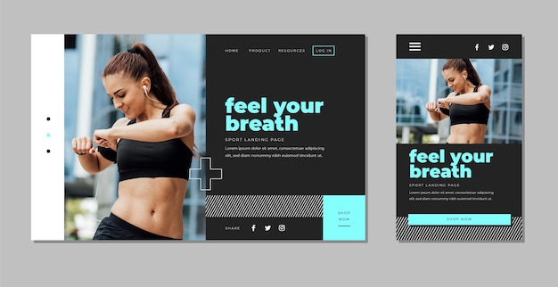 Template sport landing page with photo