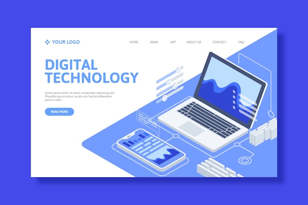 Template technology isometric landing page