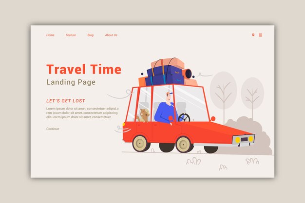 Free vector template travel landing page