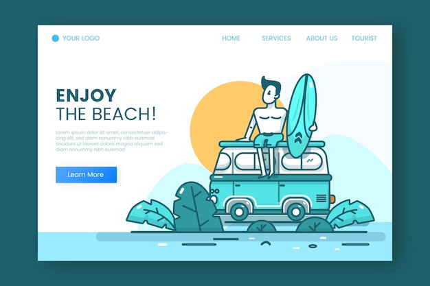 Free vector template travel landing page