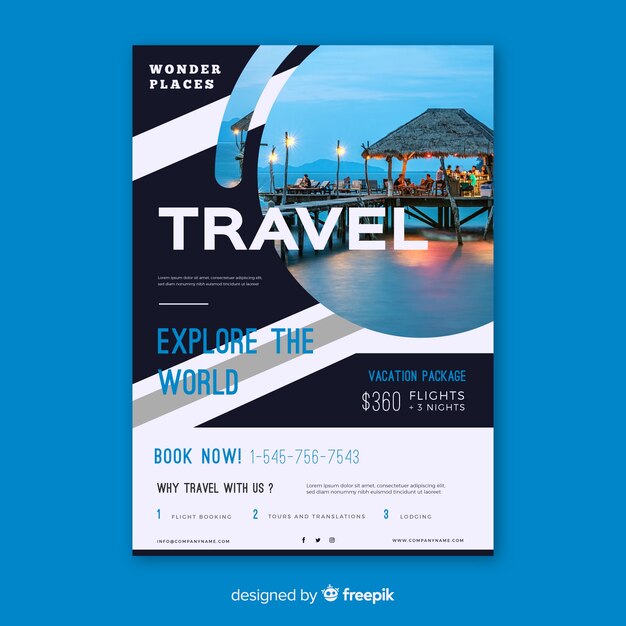 Template travel poster with photo