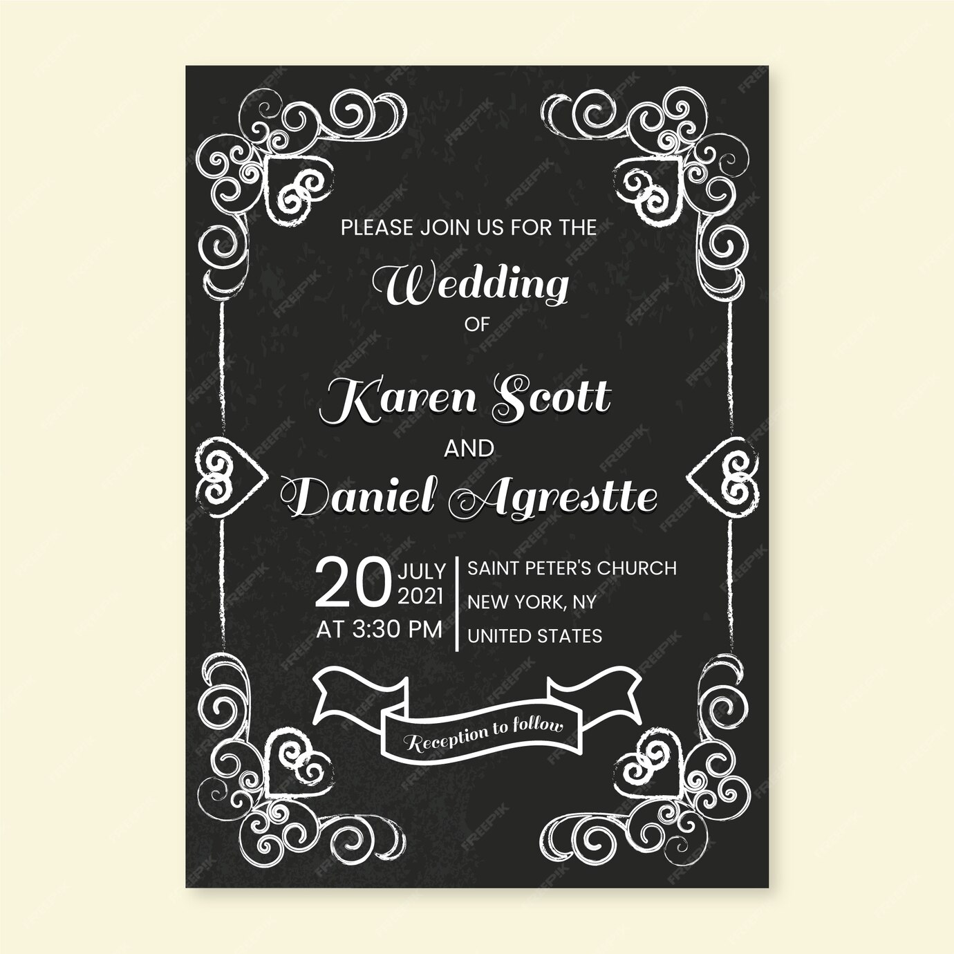 Free Vector | Template vintage wedding invitation
