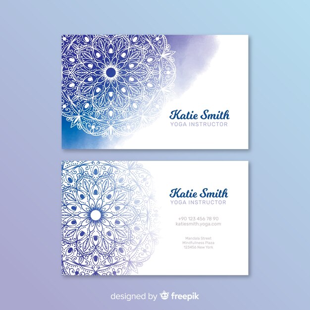 Template watercolor mandala business card