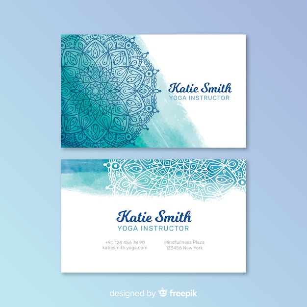 Template watercolor mandala business card