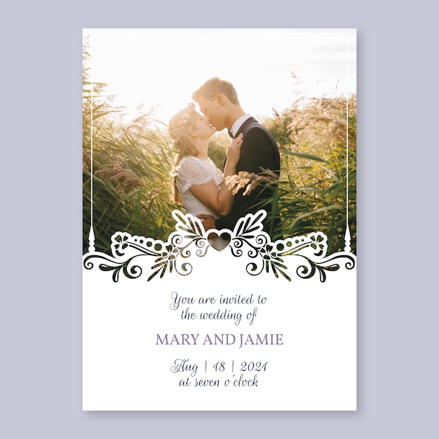 Template wedding invitation with image