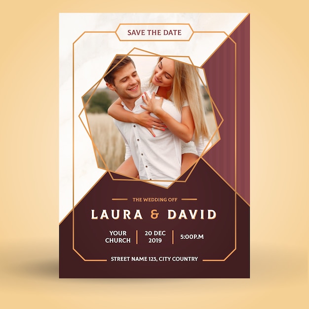 Template wedding invitation with image