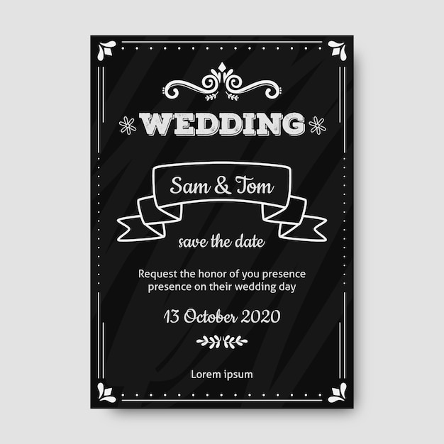 Free vector template wedding retro invitation