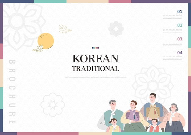 Template with korean tradition pattern background brochure