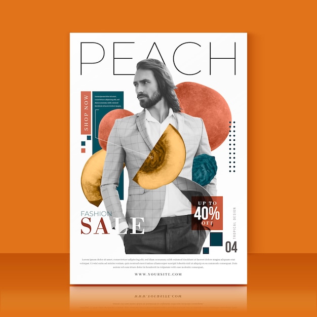 Free vector template with peach sale offer