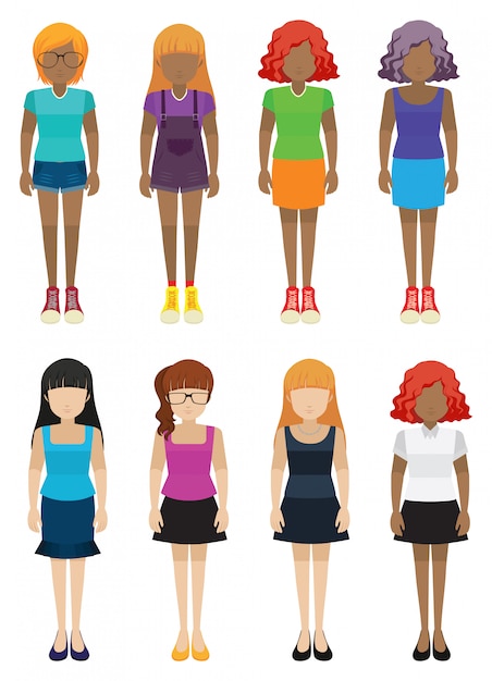 Free vector templates of faceless girls