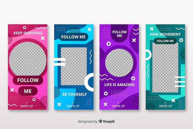 Free vector templates of instagram stories design