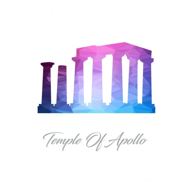 Free vector temple of apollo, polygonal