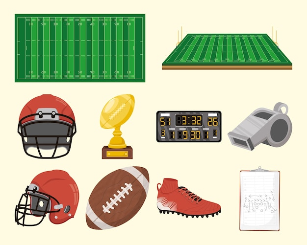 ten american football set icons