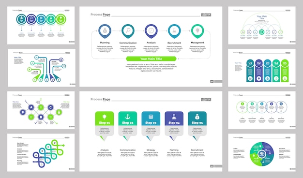 Free vector ten business slide templates set