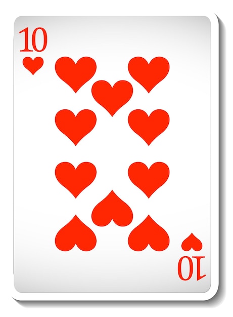 Free vector ten of hearts playing card isolated