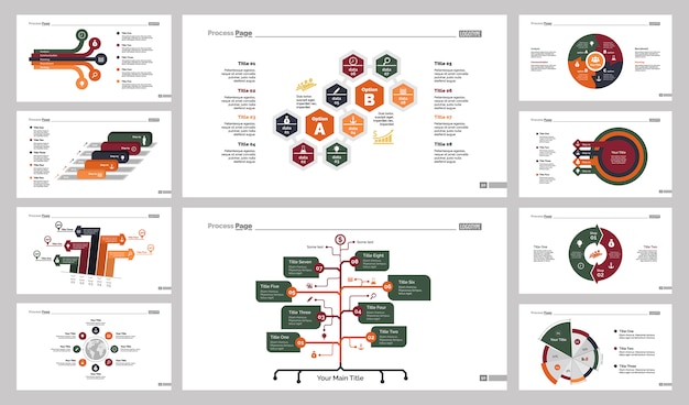 Free vector ten logistics charts slide templates set