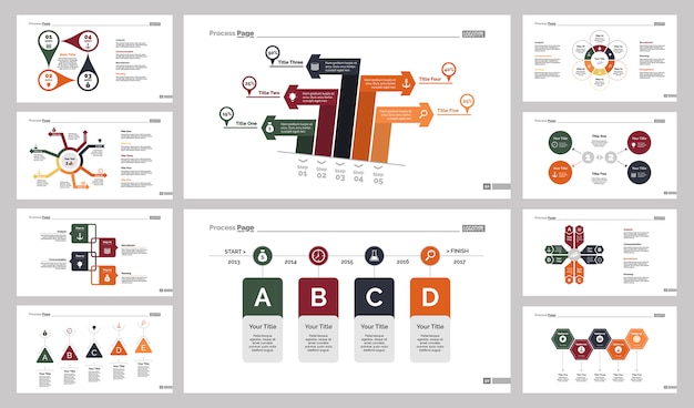 Free vector ten marketing charts slide templates set