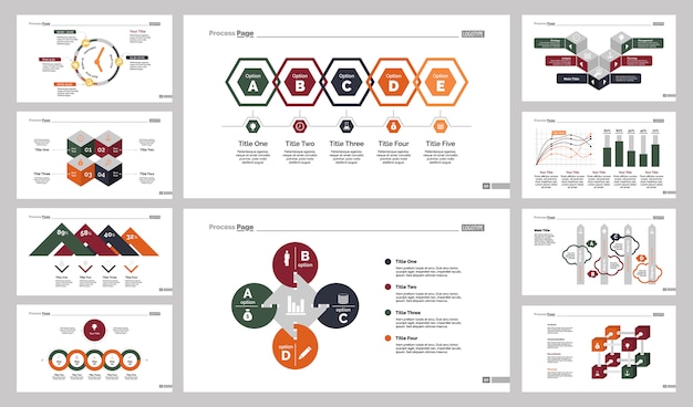 Free vector ten planning charts slide templates set