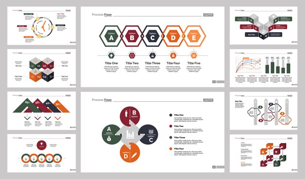 10 개의 계획 차트 슬라이드 템플릿 세트