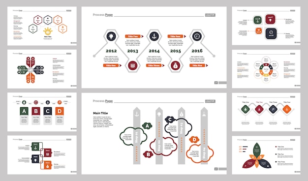 Free vector ten planning slide templates set