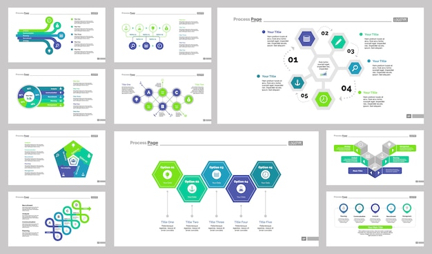 Free vector ten production slide templates set