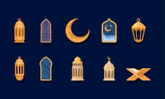 Free vector ten ramadan muslim celebration icons