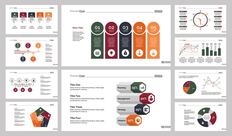 Free Vector ten statistics slide templates set