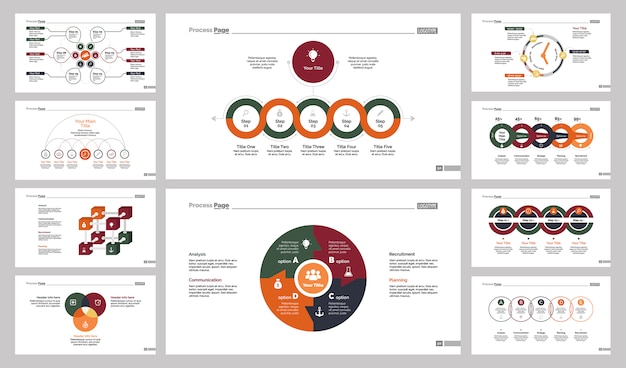 Free vector ten teamwork slide templates set