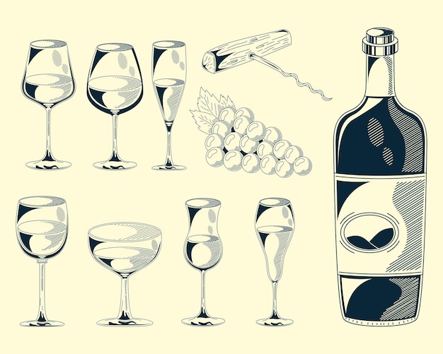 Free vector ten wine drinks icons