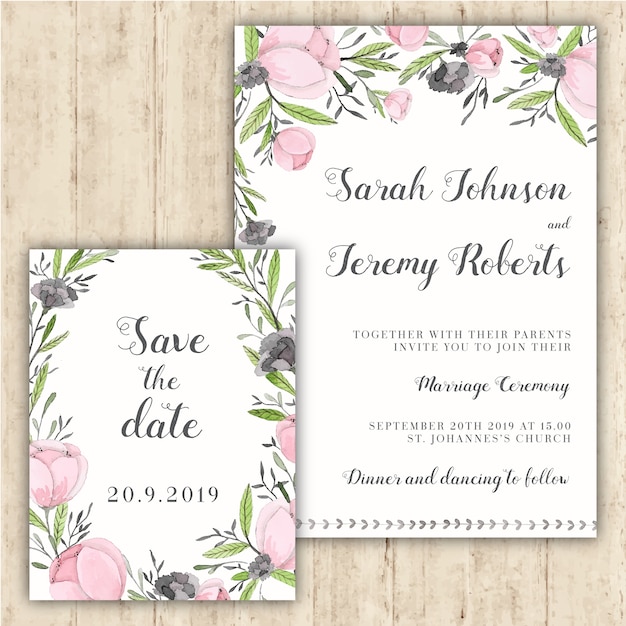 Free vector tender floral wedding invitation