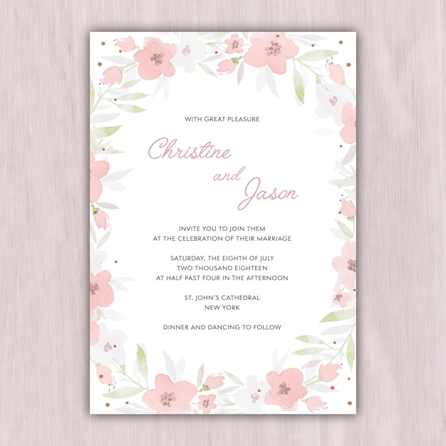 Free vector tender wedding invitation in pastel colors