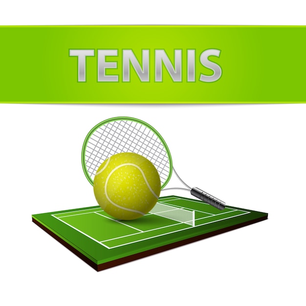 Tennis ball and green grass field emblem