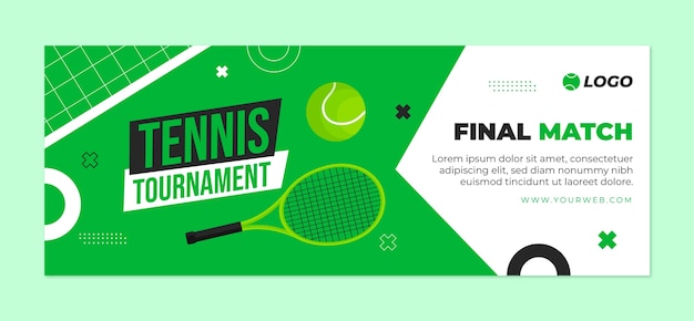 Modello di copertina orizzontale dei social media per il gioco del tennis